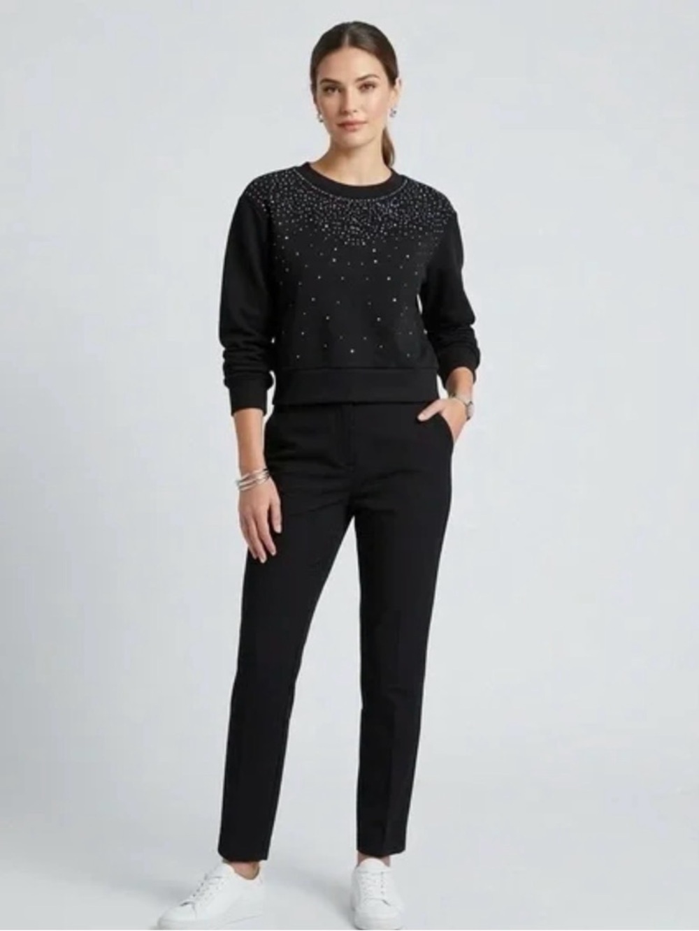 NWT Cupcakes and Cashmere Black Rhinestone Sweatshirt